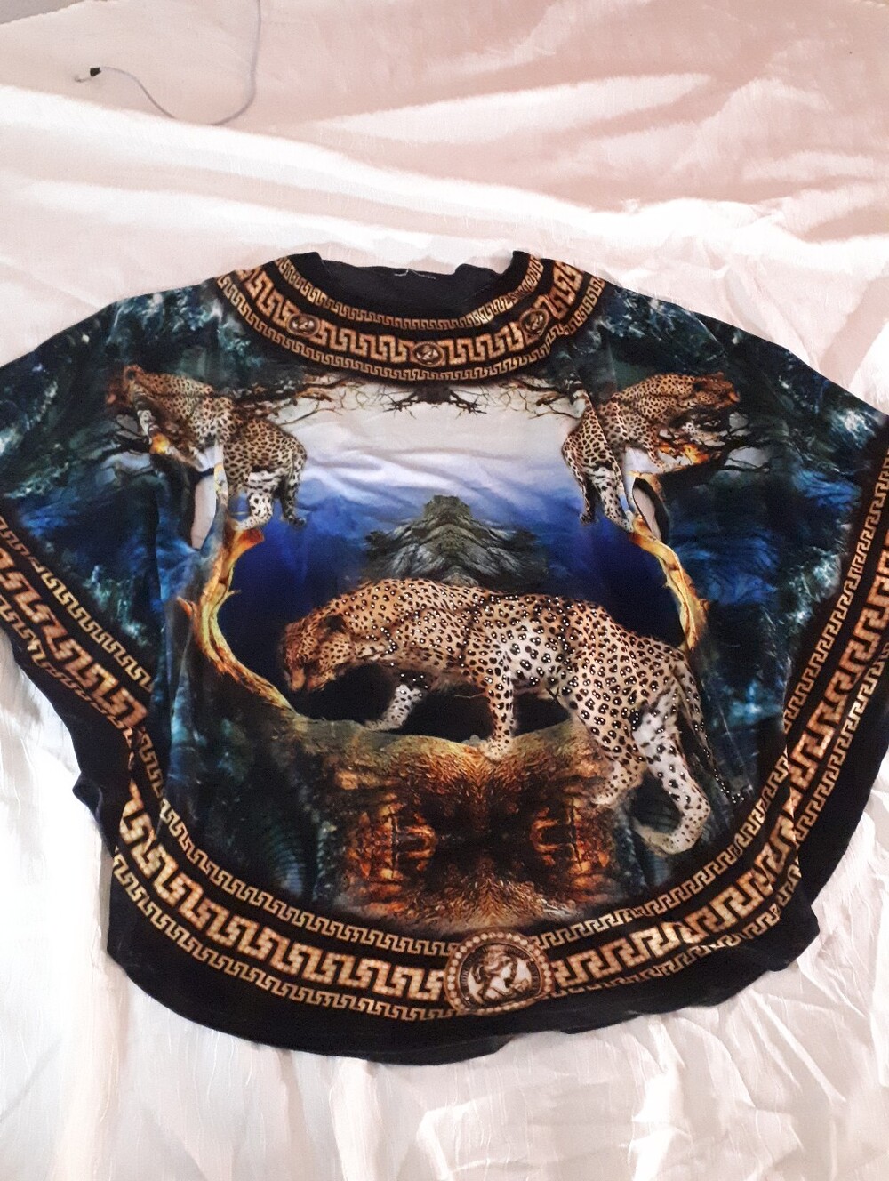 Otto Dix Exclusive Leopard Graphic Top in Black and Gold-Orange